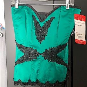Green and black corset